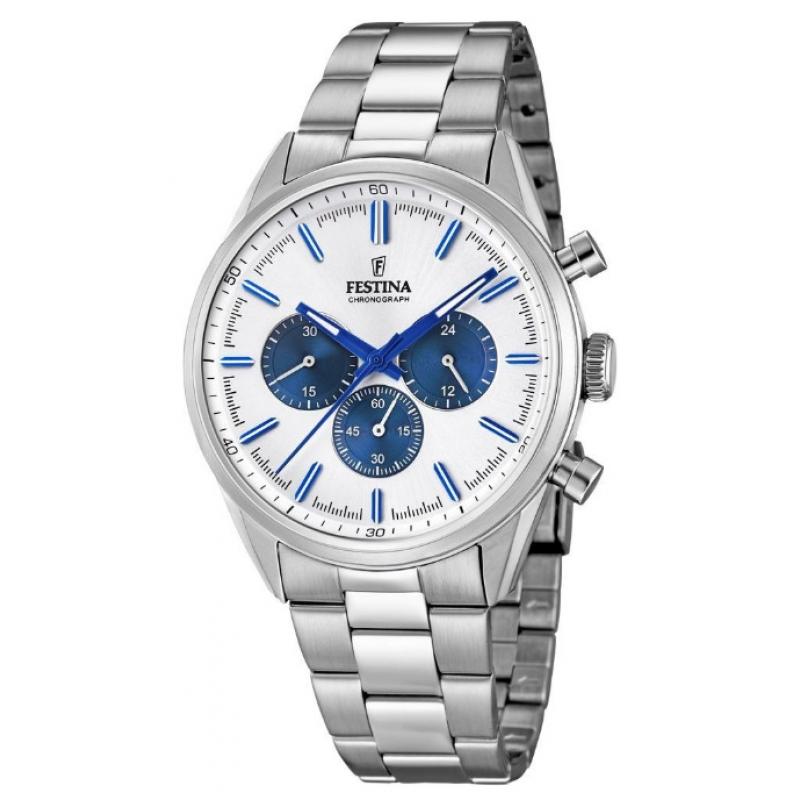 Ceas barbati Festina Timeless Chronograph 16820/5, Otel inoxidabil, 5 ATM, Argintiu