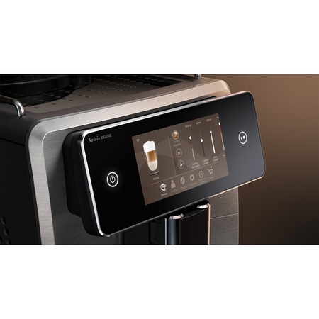 Espressor complet automat Saeco Xelsis Deluxe SM8782/30, 15 bari, 22 specialitati de cafea, 8 profile de utilizator, interfata Coffee Maestro, tehnologie BeanMaestro, conectivitate, functie LatteDuo, rasnita ceramica, filtru Aqua Clean, Gri