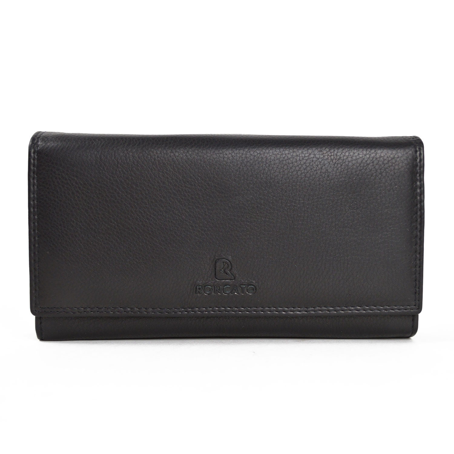 Portofel Roncato PT626, piele naturala, compartimentare multipla, Negru