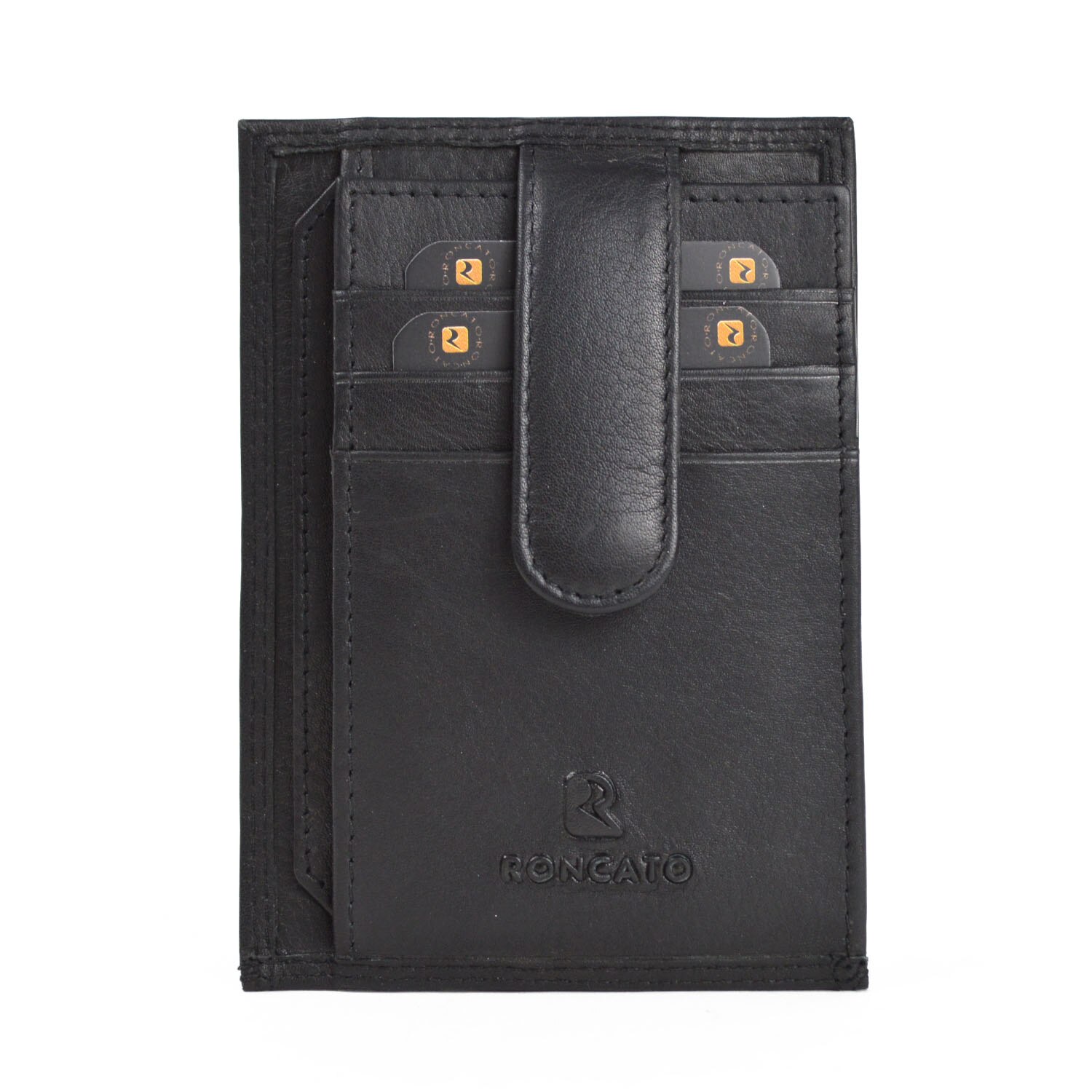 Portcard barbati Roncato PT631, piele naturala, negru