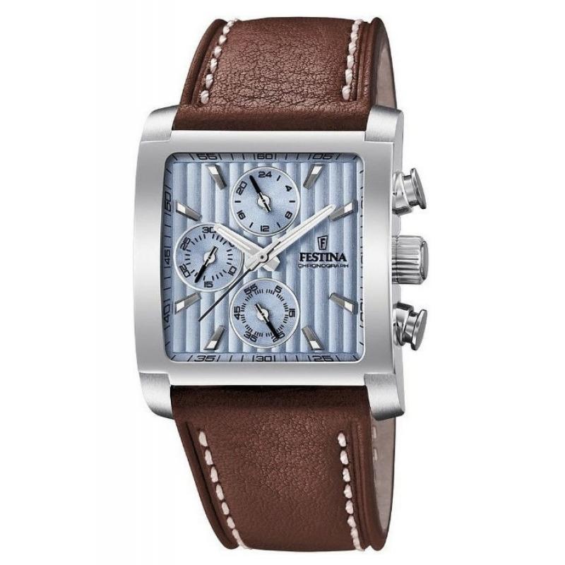Ceas barbatesc Festina Timeless Chronograph 20424/1, Otel inoxidabil/Piele, 5 ATM, Maro