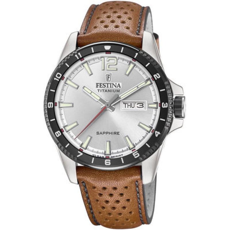 Ceas barbatesc Festina Titanium Sport 20530/1, Titan/Piele, 10 ATM, Maro