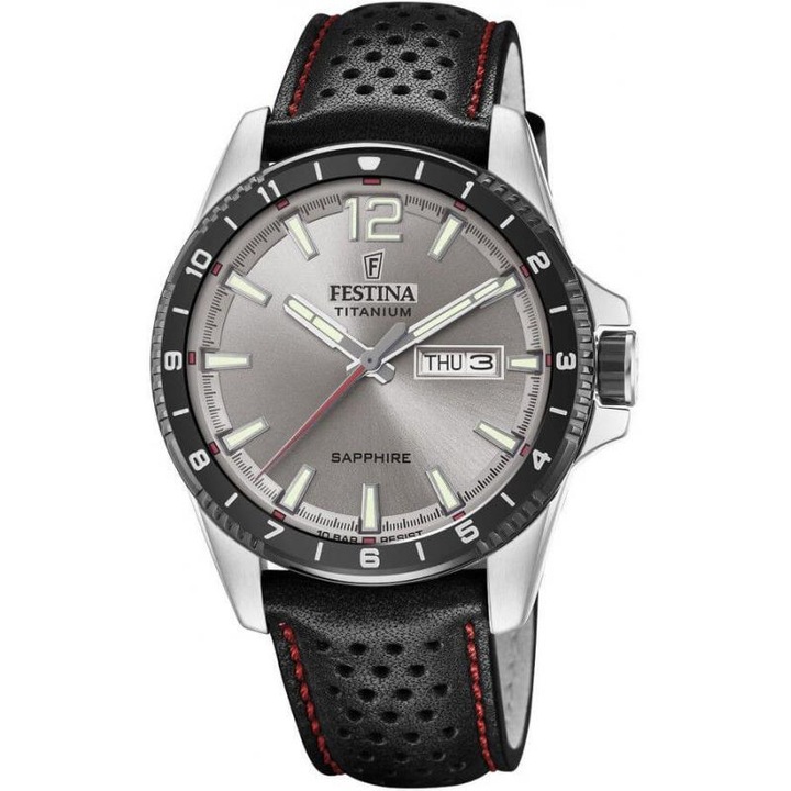 Мъжки часовник Festina Titanium Sport 20530/3, Титан/Кожа, 10 ATM, Черен