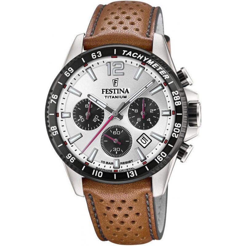 Ceas barbatesc Festina Titanium Sport 20521/1, Titan/Piele, 10 ATM, Maro