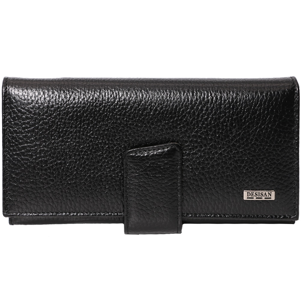 Portofel mare pentru dama, pliabil, din piele naturala, 906-1BK NEGRU