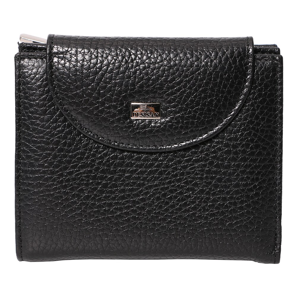 Portofel pentru dama, pliabil, din piele naturala, 755-1BK negru