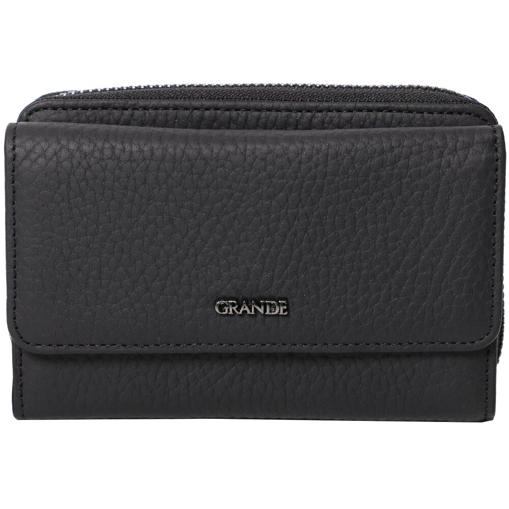 Portofel pentru dama, pliabil, din piele naturala, 2754BK negru
