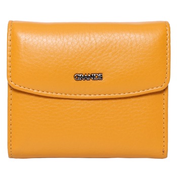 Portofel pentru dama, pliabil, din piele naturala, 2614YW galben Portofel pentru dama, pliabil, din piele naturala, 2614YW galben
