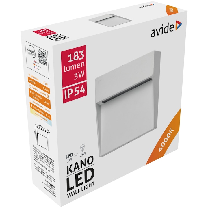 Avide kültéri lépcső lámpa Kano LED 3W NW IP54