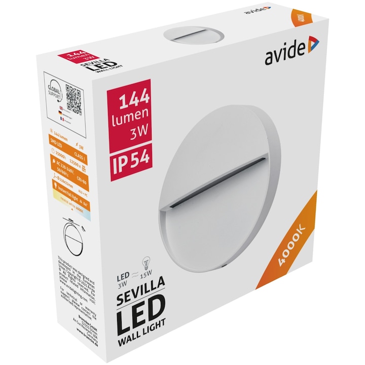 Avide kültéri lépcső lámpa Sevilla LED 3W NW IP54