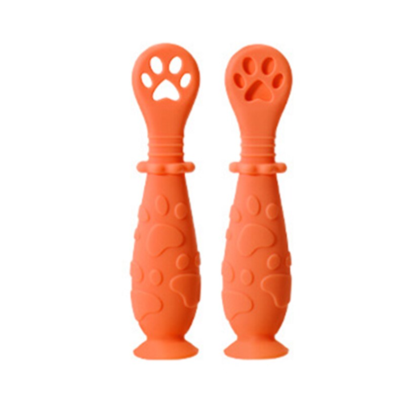 Set 2 lingurite silicon auto-diversificare, pre-lingurite, portocaliu, 11cm