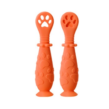 Set 2 lingurite silicon auto-diversificare, pre-lingurite, portocaliu, 11cm Set 2 lingurite silicon auto-diversificare, pre-lingurite, portocaliu, 11cm