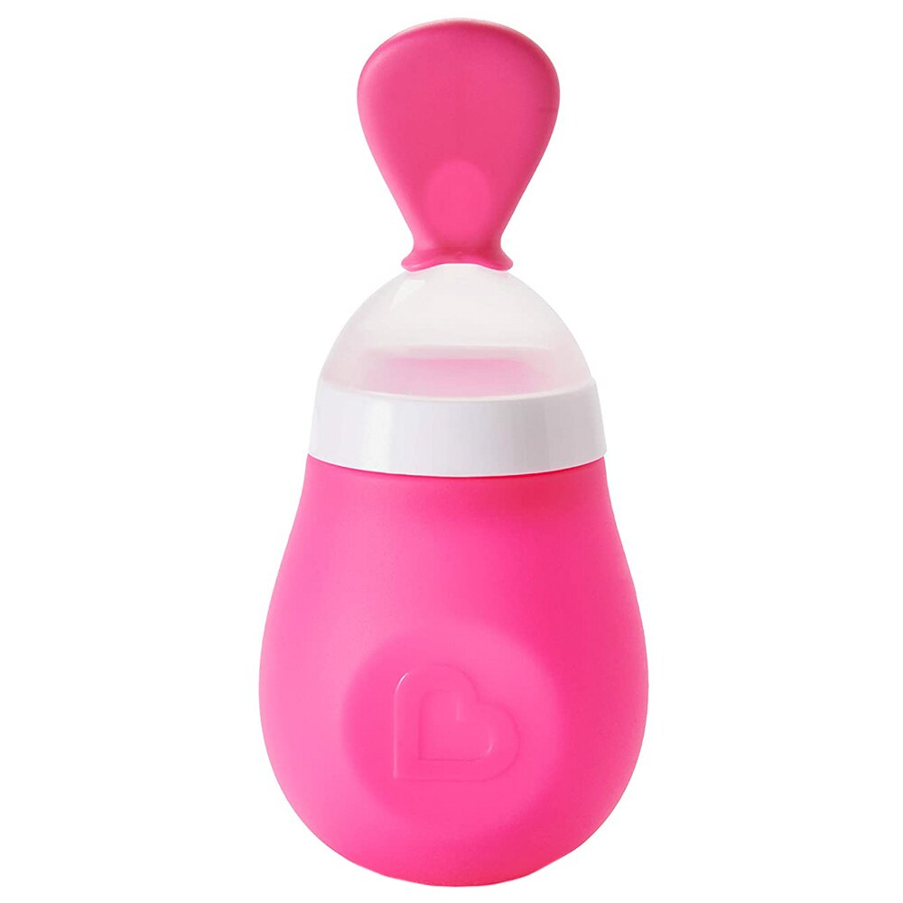 Lingurita cu Rezervor, Munchkin, 147ml, din Silicon Moale, Non-Toxic, Lavabila in Masina de Spalat Vase, Fara BPA, 4 luni+, Roz