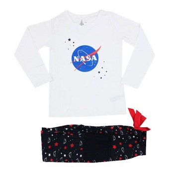 Pijama fete, Nasa alba cu stelute Pijama fete, Nasa alba cu stelute