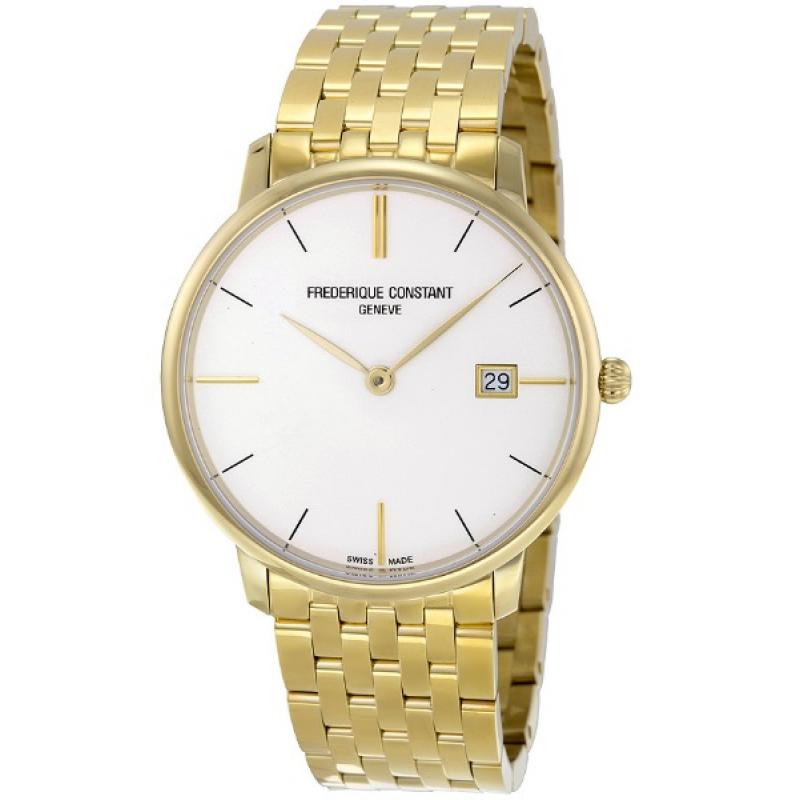Ceas barbati Frederique Constant Slimline FC-220V5S5B, Otel inoxidabil, Auriu