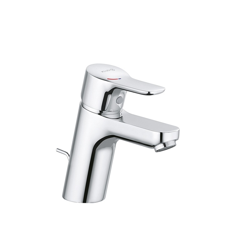 Смесител за мивка, Kludi, Pure & Easy, с вентил и EcoPlus, 7 см, хром