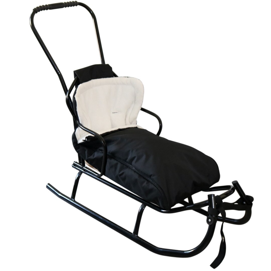 Sanie metalica cu Sac polar, spatar si maner detasabil - Negru
