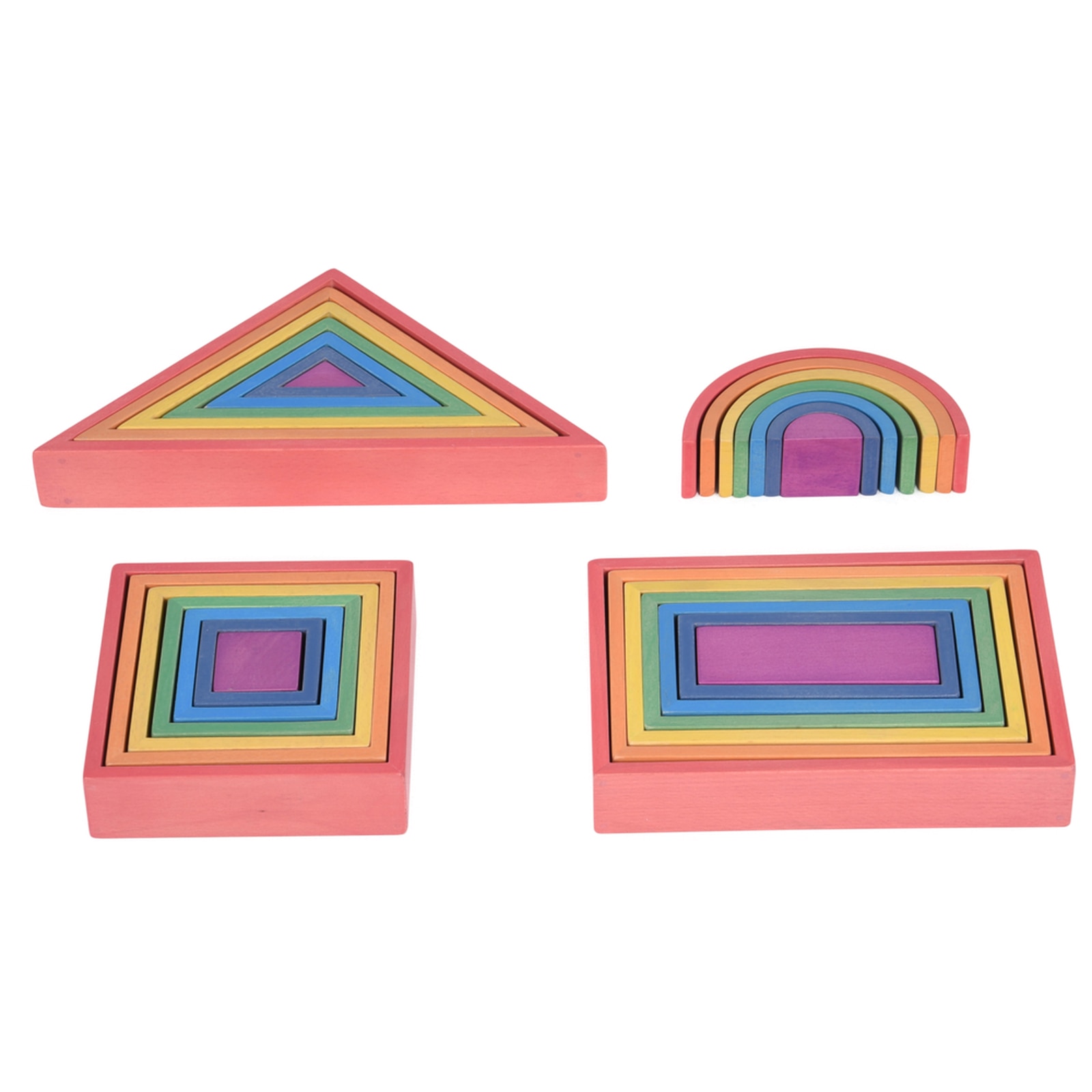 Set de 4 cuiburi curcubeu de diferite forme din lemn