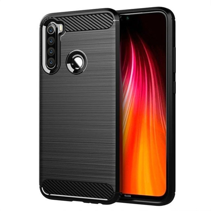 Противоударен Силиконов Калъф за XIAOMI Redmi Note 8T, FORCELL Carbon Case, Черен