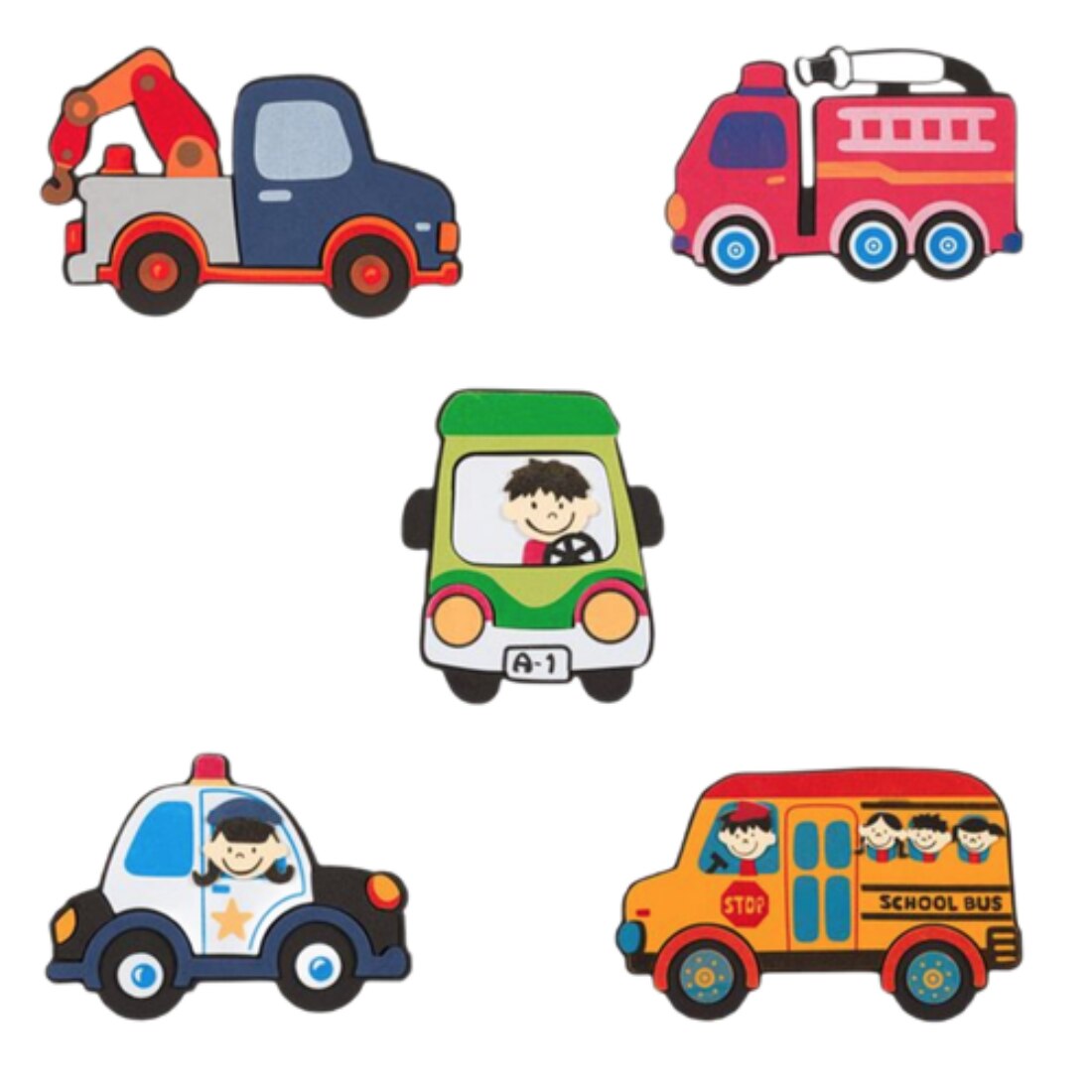 Set decoratiuni de perete pentru camera copilului, model Vehicule, Multicolor, JMB-BBL2989