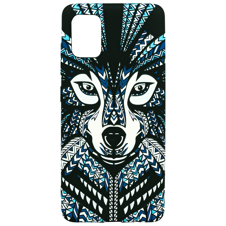 Husa de telefon, LUXO, compatibil cu Samsung Galaxy A51, model Tribal Wolf cu efect fosforescent, TPU, multicolor