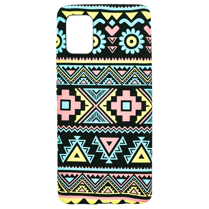 Husa de telefon, LUXO, compatibil cu Samsung Galaxy A51, model Traditional Pattern cu efect fosforescent, TPU, multicolor