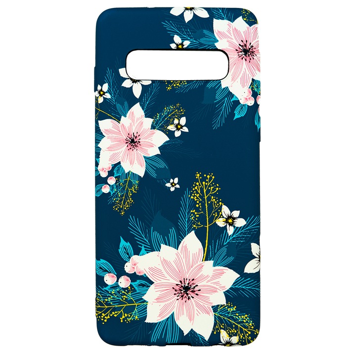 Husa de telefon, LUXO, compatibil cu Samsung Galaxy S10 Plus, model Summer Flowers cu efect fosforescent, TPU, multicolor