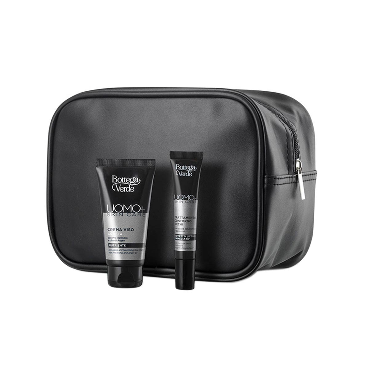 Set cadou barbati, antirid, cu pro-retinol si ulei de argan - Uomo+, 15 ML, 50 ML, Bottega Verde