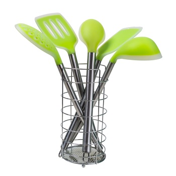 Set ustensile bucatarie, 5 piese din silicon plus suport / CC9811 Set ustensile bucatarie, 5 piese din silicon plus suport / CC9811