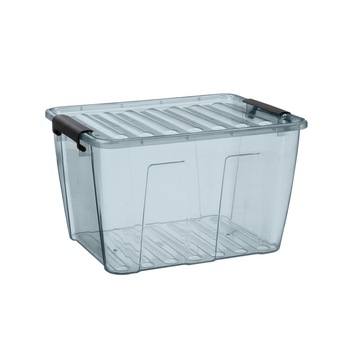 Cutie depozitare cu capac, Plast Team, 15 L, gri-transparent Cutie depozitare cu capac, Plast Team, 15 L, gri-transparent