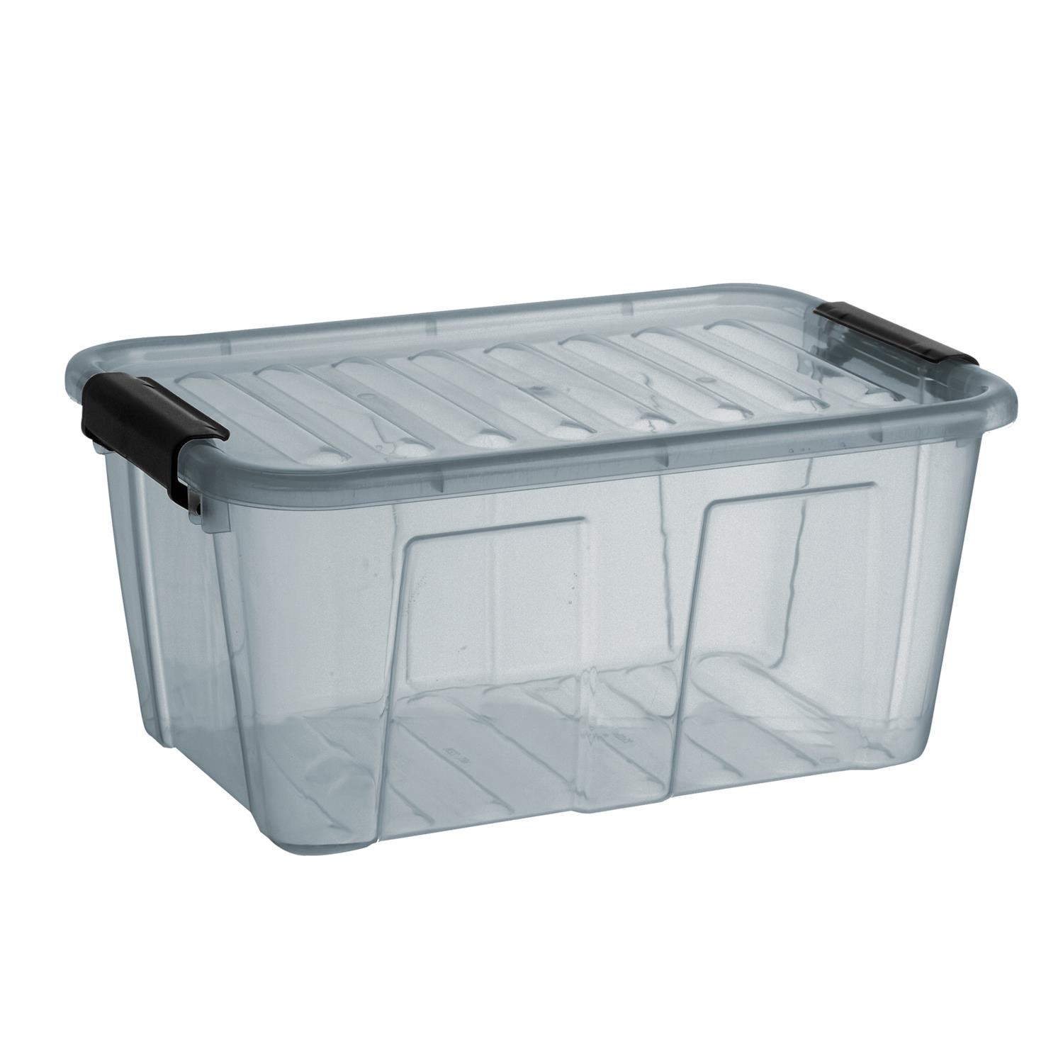 Cutie depozitare cu capac, Plast Team, 7.7 L, gri-transparent