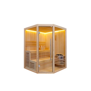 Sauna traditionala de interior WS-CC01B, 1600 x 1600 x 2100 mm, capacitate: 2-4 persoane, putere incalzire 4500W, pin finlandez Sauna traditionala de interior WS-CC01B, 1600 x 1600 x 2100 mm, capacitate: 2-4 persoane, putere incalzire 4500W, pin finlandez