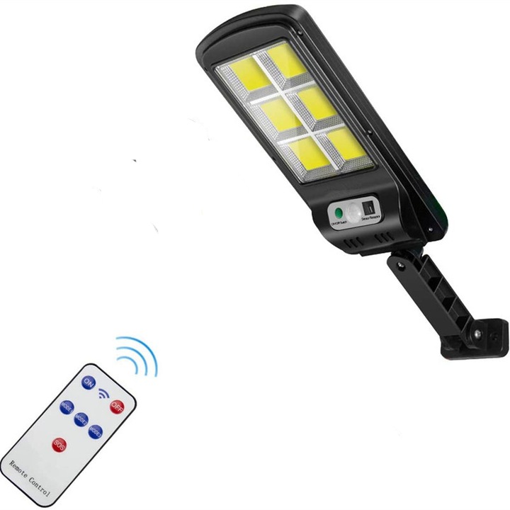 Napelemes lámpa mozgásérzékelővel a kertbe, Bomstom, Műanyag, 120 LED, Fekete