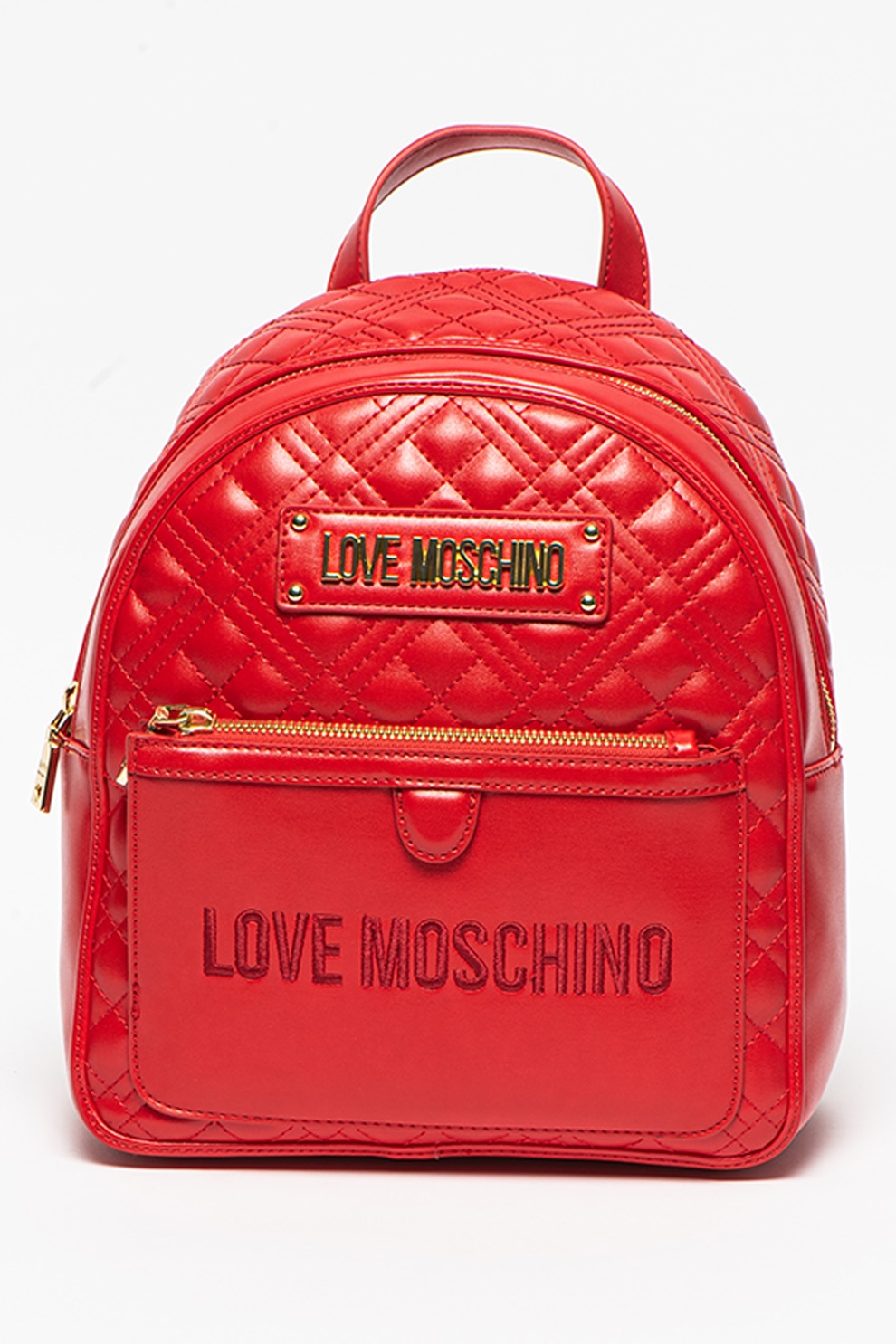 Love Moschino, Rucsac de piele ecologica cu aspect matlasat, Rosu