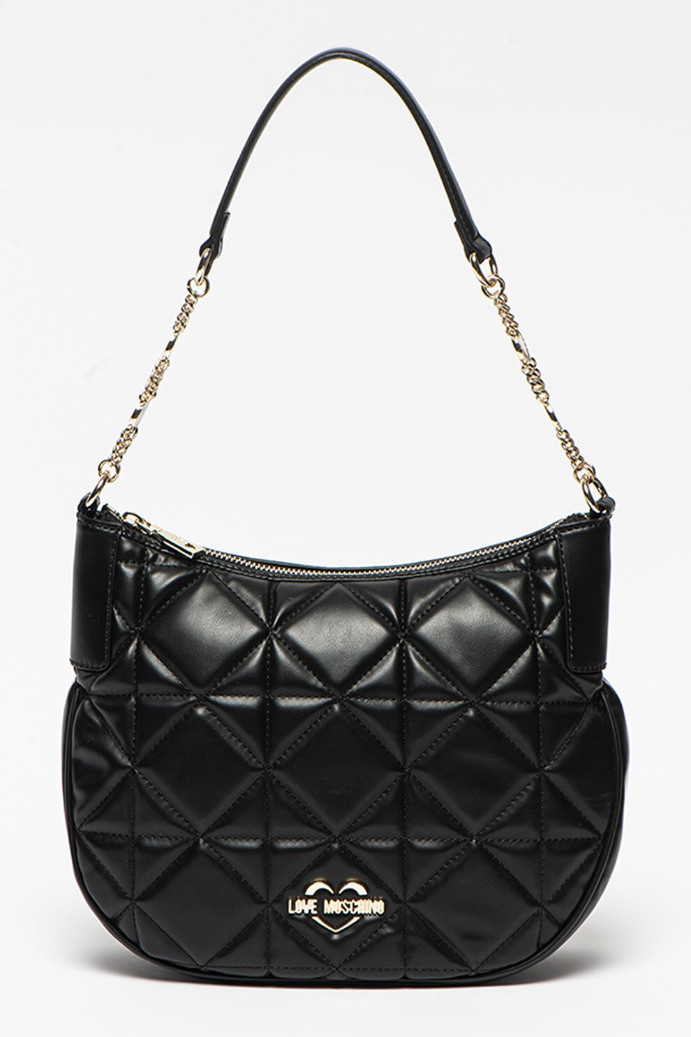 Love Moschino, Geanta de piele ecologica cu bareta detasabila de umar, Negru