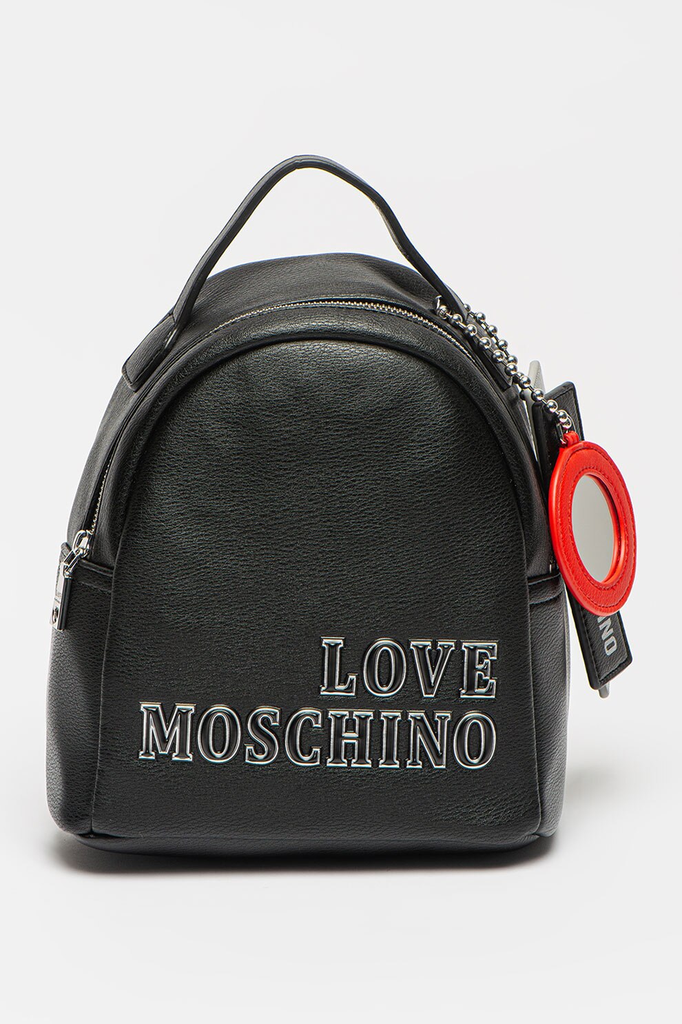 Love Moschino, Rucsac de piele ecologica cu logo, Negru