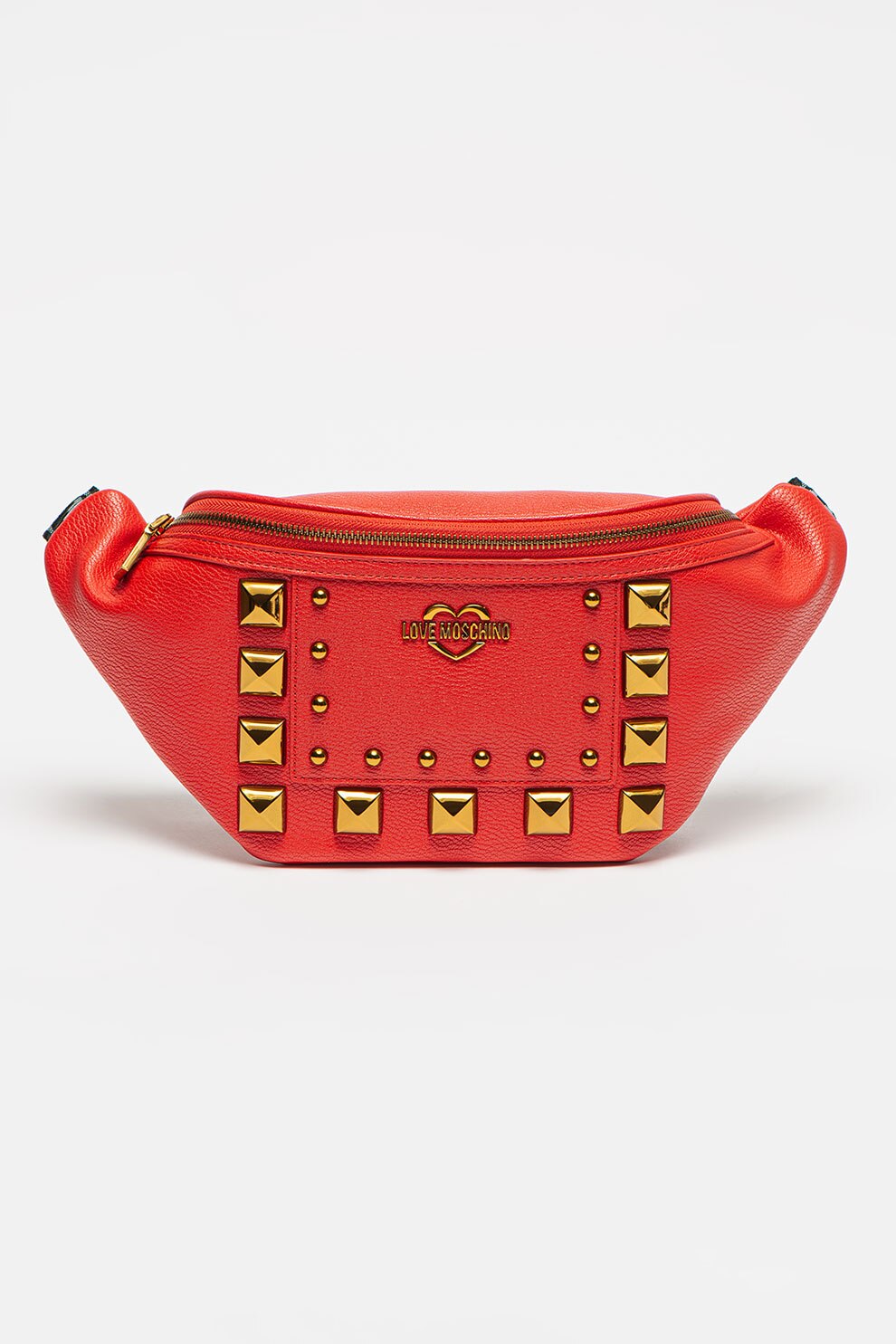 Love Moschino, Borseta de piele ecologica cu logo, Roşu