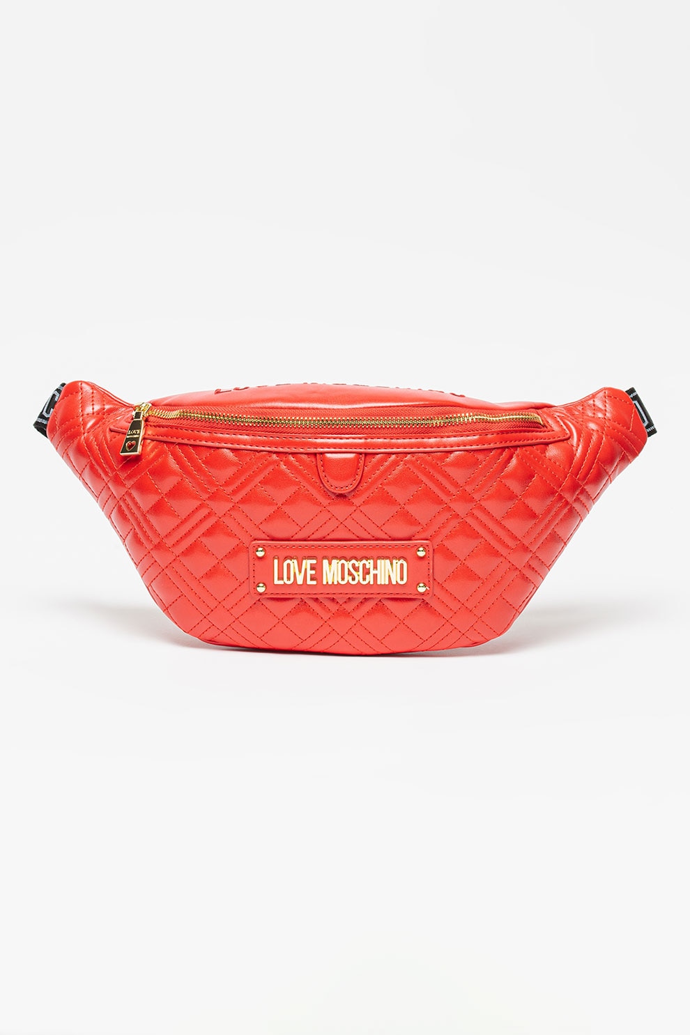 Love Moschino, Borseta matlasata de piele ecologica, Rosu/Auriu
