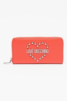Love Moschino, Portofel de piele cu fermoar si logo, Rosu Love Moschino, Portofel de piele cu fermoar si logo, Rosu