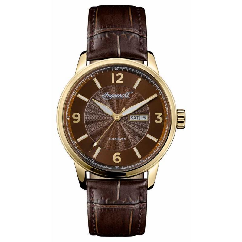 Ceas barbati Ingersoll The Regent Automatic I00201, Otel inoxidabil/Piele, 5 ATM, Maro