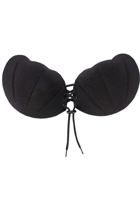 Sutien Invizibil push up cu snur si silicon auto adeziv, fara bretele negru, Marime B