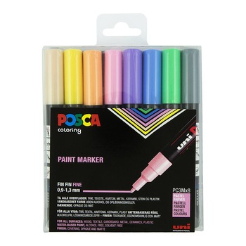 Set carioci Posca, PC3M, Fine Tip Pen, Pastel, 8 bucati Set carioci Posca, PC3M, Fine Tip Pen, Pastel, 8 bucati