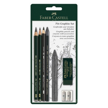 Set Creioane Faber-Castell, Pitt Graphite Master, Negru, 7 piese Set Creioane Faber-Castell, Pitt Graphite Master, Negru, 7 piese