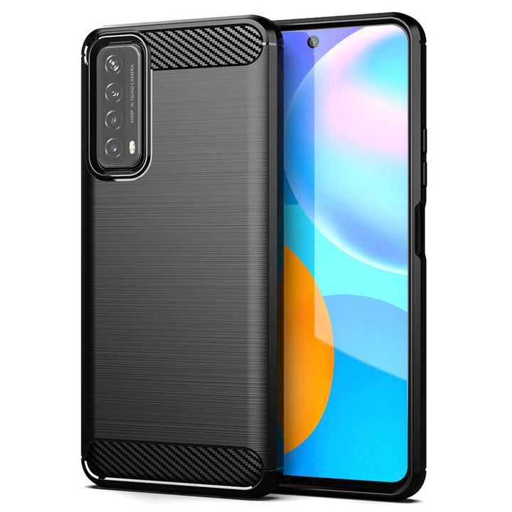 Husa de protectie cu insertii carbon pentru Huawei P Smart 2021, bumper, Negru, ATX-BBL3025