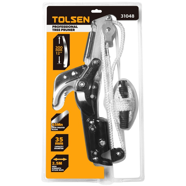 Foarfeca pentru pomi GARDENEST by TOLSEN, 300 mm, Lama ferastrau 65Mn, Dinti tripli, Lama curbata tratata cu teflon, Diametru maxim taiere 35 mm, Design ergonomic, Uz industrial, otel de calitate superioara, taiere eficienta a crengilor groase
