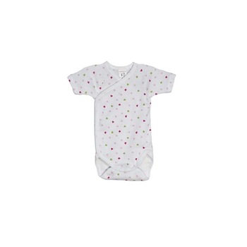 Body maneca scurta, alb cu inimioare multicolore 56 cm Body maneca scurta, alb cu inimioare multicolore 56 cm