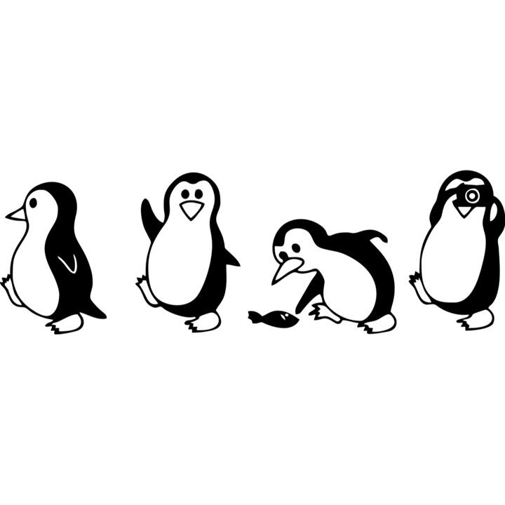 Декорация за стена Пингвини от 4 части HH746 дървена 113х37см