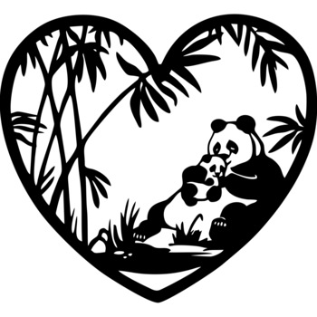 Decor perete Urs Panda cu Pui HH751 din lemn 22x20 cm Decor perete Urs Panda cu Pui HH751 din lemn 22x20 cm