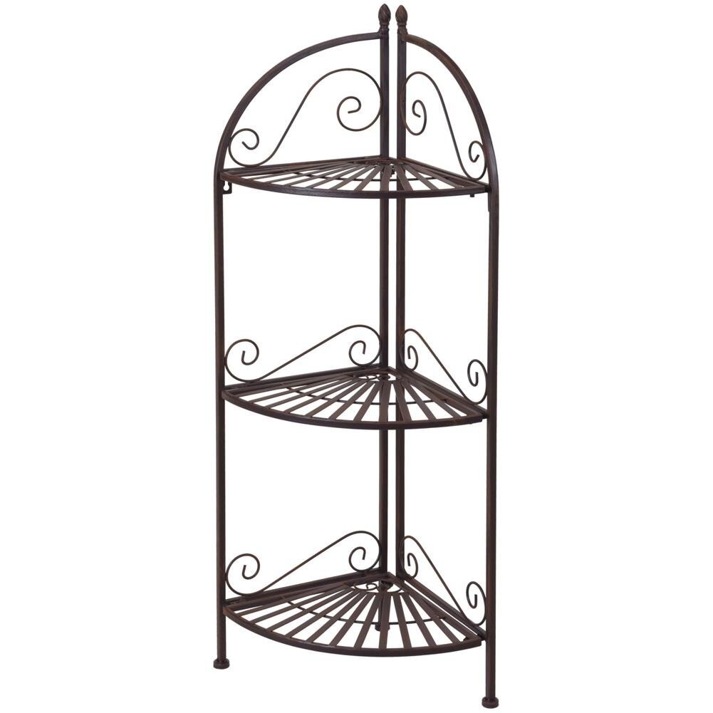 Raft metalic de colt pentru flori, plante si ierburi aromatice, cu 3 nivele, 38x27x93 cm