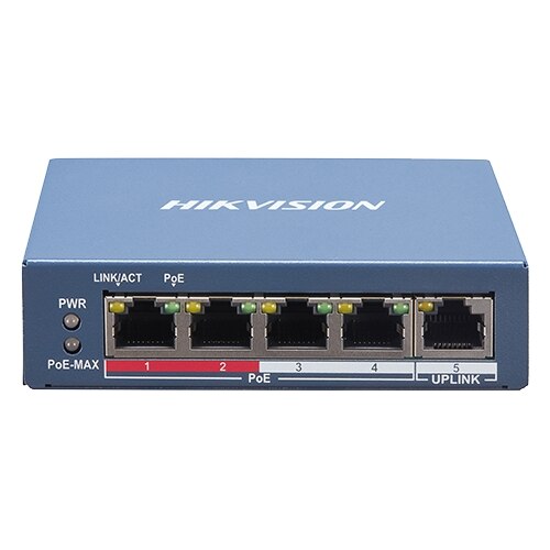 Switch 4 porturi PoE, 1 port uplink RJ45, SMART Management - HIKVISION DS-3E1105P-EI